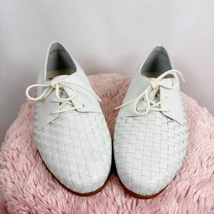 VTG Trotters Women Lila White Leather Oxford Woven Toe Lace Up Tie Shoes - 11WW